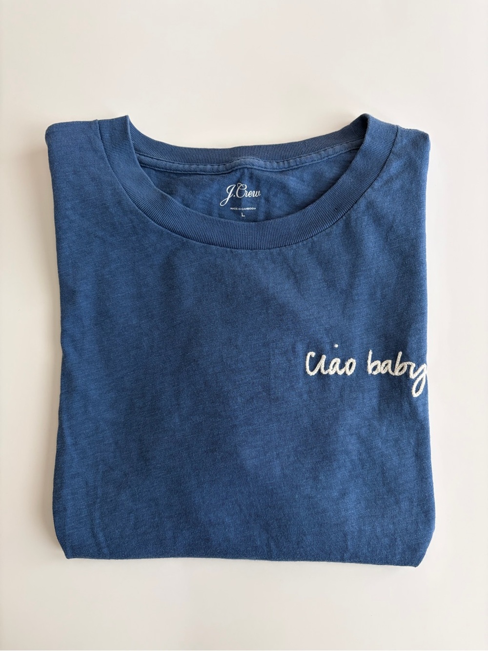 J. Crew Navy Blue 'Ciao Baby' Cotton Tee